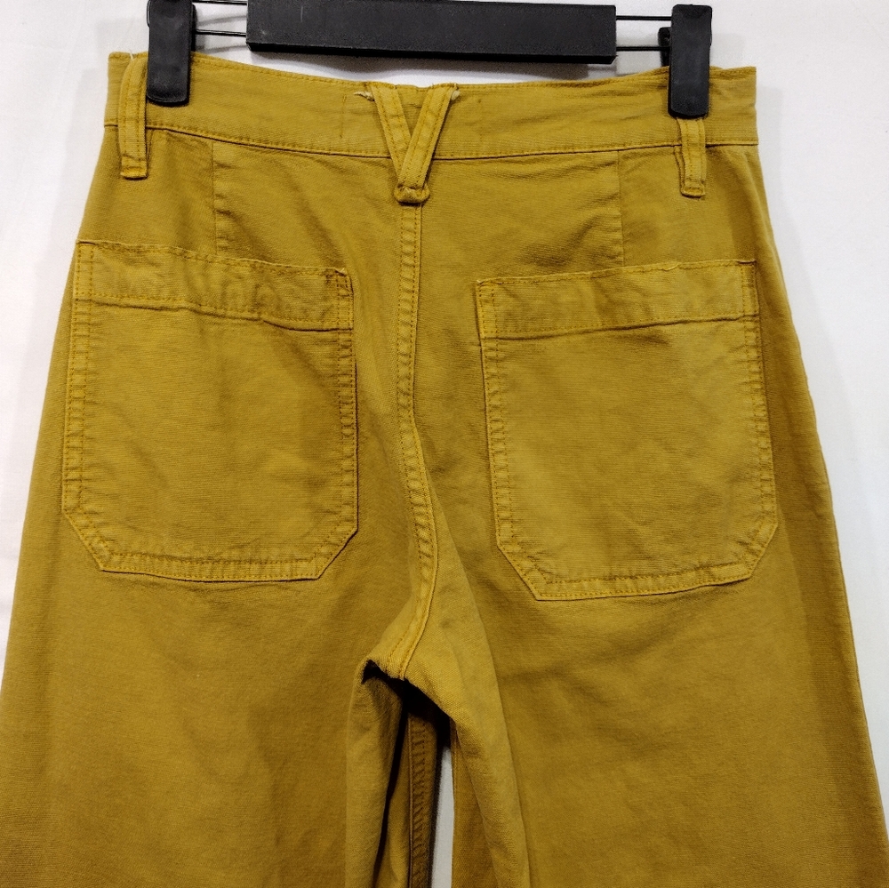 Point Sur J. Crew Wide Leg Crop Pants Women's 24P Mustard Yellow Boho Retro 90s - Picture 7 of 10
